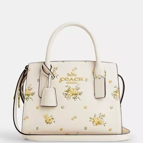 NWT COACH Andrea Carryall Bag With Floral Print CAL46 Gold/Chalk Multi - Picture 6 of 16